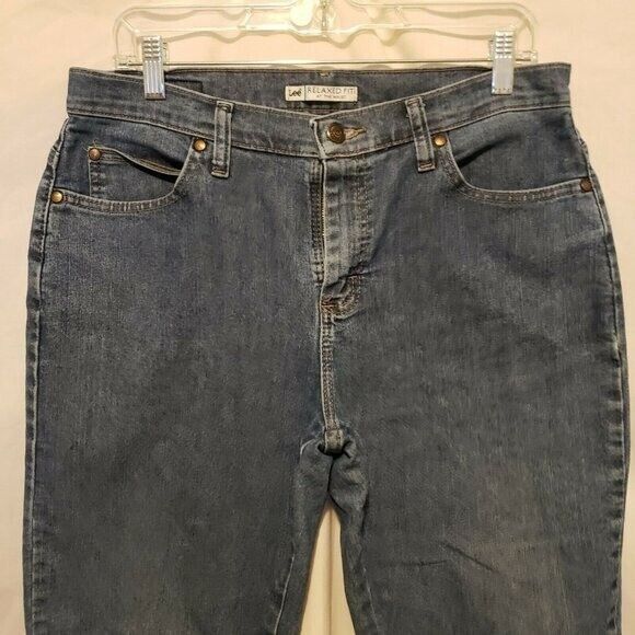 Lee Womens Size 34 Blue Solid Relaxed Fit Straight Leg Jeans - Picture 8 of 11